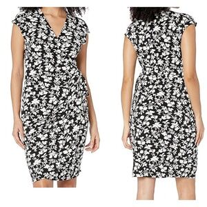 Black & White Floral Wrap Dress NWOT